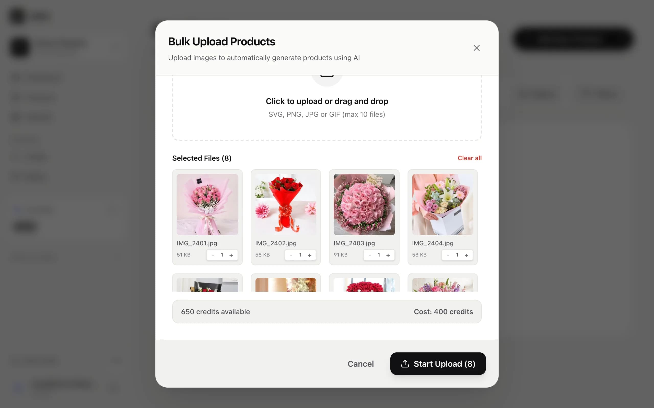 Upload your product photos
